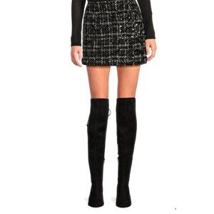 Gianni Bini Sequin Tweed A - Line Mini Skirt Women's Size 10 Black White NWT